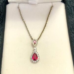 Stauer York Pendant and Chain. Red Diamondaura.